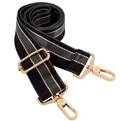 Image of Purse Straps Replacement Crossbody Wide Shoulder Strap Adjustable Belt Canvas Bag Handbag Black Stripe2
