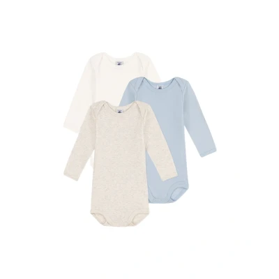 Image of Petit Bateau BABY 3 PACK Unisex Body multicoloured/blue for kids, Size: 6m, Multi coloured/blue