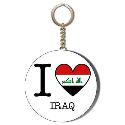 Image of Gift Insanity I LOVE IRAQ FLAG HEART SHAPED DESIGN 45mm CHAIN KEYRING BOTTLE OPENER