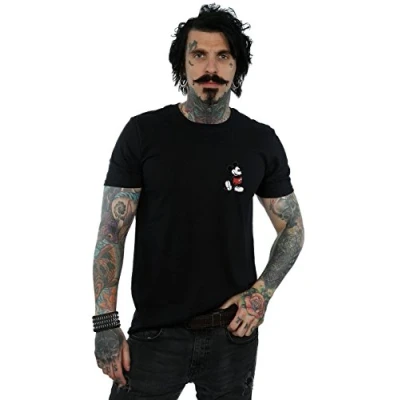 Image of Disney Men&#039;s Mickey Mouse Kickin Retro Chest T Shirt Black XXX Large