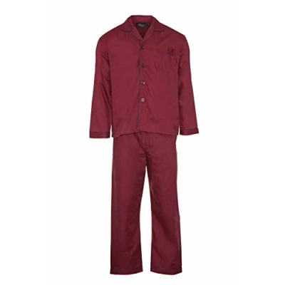 Image of Bluesea Champion Mens Woven Pyjama Set Nightwear Summer Wear (2X Large, Maroon)