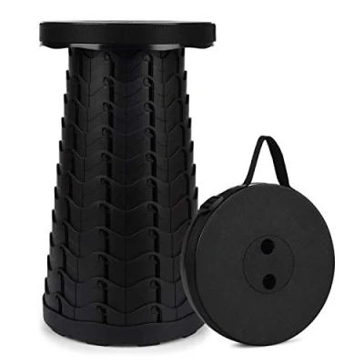 Image of FIEMACH Portable Telescopic Stool, 2nd Generation Folding Stool Camping Lightweight for Outdoor BBQ Fishing Hiking Gardening Indoor, Maximum Load 397 lb