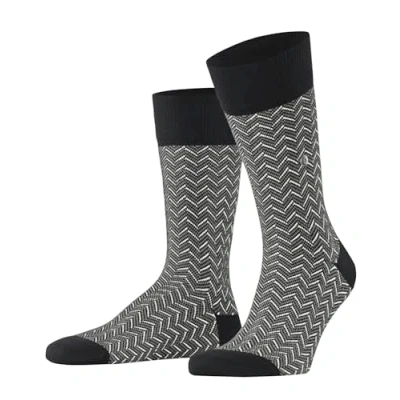 Image of Burlington Men&#039;s Herringbone M SO Cotton Patterned 1 Pair Socks, Black (Black 3000), 6.5 11