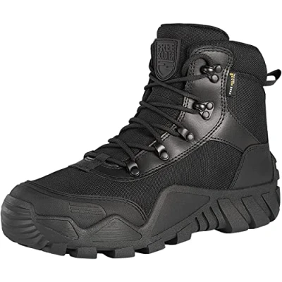 Image of FREE SOLDIER Mens Military Boots mid top Combat Tactical Lace Up All Terrain Shoes for Hiking, Hunting, Working, Walking, Climbing(Black,40EU)