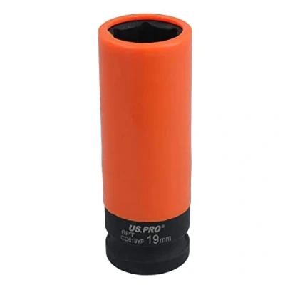 Image of 19mm Double Deep Impact Metric Alloy Wheel Nut Socket Thin Walled 1/2in Drive