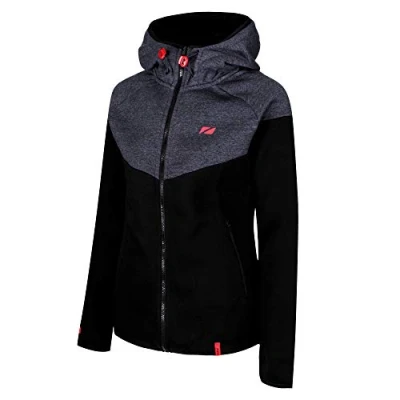 Image of ZONE3 Women&#039;s Cotton Casual Hoodie, Black/Grey/Coral, S