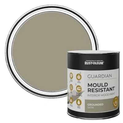 Image of Rust Oleum Green Guardian Mould Resistant Interior Wood Paint in Satin Finish Grounded 750ml
