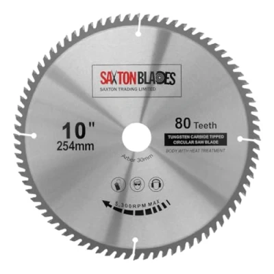Image of TCT25480T Saxton TCT Circular Wood Saw Blade 254mm x 30mm Bore 80T for Bosch Makita Dewalt