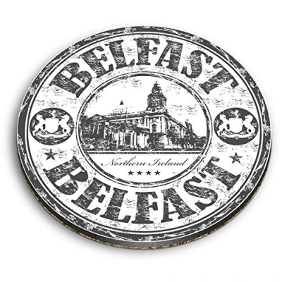 Image of 1 x Round MDF Magnet Belfast Northern Ireland Travel 40461