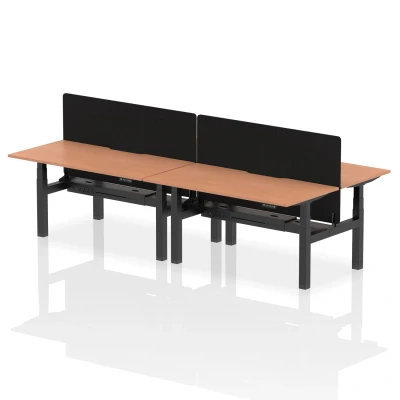 Image of Air B2B 1600x800 Adjustable 4P Bench Desk Scallop Beech/Black + Screen
