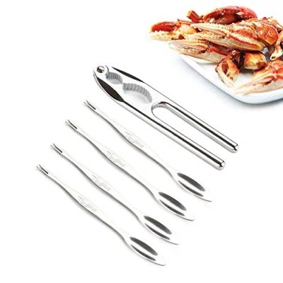 Image of Miusikit Stainless Steel Seafood Tool Kit Seafood, Nuts, Shellfish, Lobster and Crab Cracker Set（5 Piece）