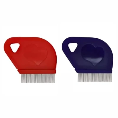 Image of Lice Comb, 2 Pieces Comb Blue &amp; Red Metal Removal Combs for Dogs Cats Anti Lice, Fine Teeth Effective Treatment