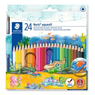 Image of STAEDTLER 144 10NC24 Noris Aquarell Watercolour Pencils Assorted Colours (Pack of 24)