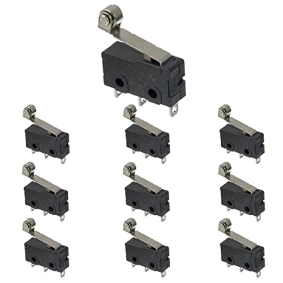 Image of BOJACK KW4A(S) Micro Switch 5A 250V AC SPDT 1NO 1NC Limit with Momentary Hinge Roller Lever Arm 3 Pins (Pack of 10 Pcs)