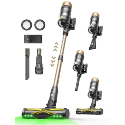Image of Ultenic U15 Cordless Vacuum Cleaner 50000Pa/65Min, Anti tangle Brush with GreenEye Technology, Self Standing Stick Vacuum, 6 cone Filtration, Telescopic Tube, Ideal for All Floors, Carpet &amp; Pet Hair