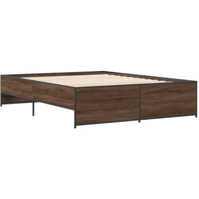 Image of vidaXL Bed Frame without Mattress Brown Oak 140x200 cm