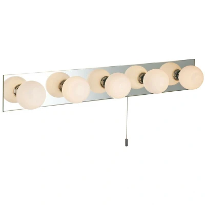 Image of Showtime 5 Light Switched Bathroom Over Mirror Wall Mirror, Opal Glass IP44, G9