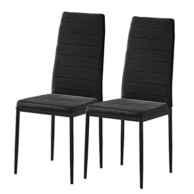 Image of BonChoice Set of 2 Velvet Dining Chairs High Back with Metal Legs for Room Kitchen, Side Restaurant Office Meeting Home/Commercial Black