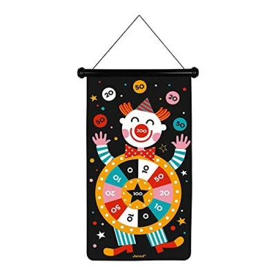 Image of Janod Circus Theme Magnetic Dart Game Recto/Verso Skill Learning Agility and Concentration 6 Darts from 4 Years Old, J02074