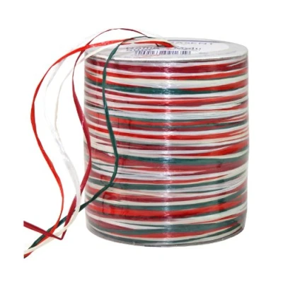 Image of C.E. Pattberg RAFFIA Multicolour red green white Ribbon, 55 yards Gift Ribbon for Wrapping Presents, 5 Strand Gifts, Accessories Decorating and Handicrafts, every occasion