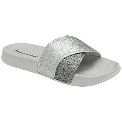 Image of DUNLOP Women FLIP Flops Sandals Ladies Toe Post Open Beach Summer Shoes Comfy Slipper Sliders (UK 5/EU 38, Silver)