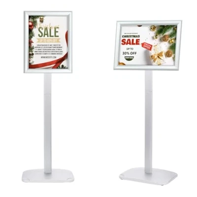 Image of Mutualsign Heavy Duty A4 Poster Stand Floor Standing Sign with Stable Base, Snap Frame Holder for Menu/Notice/Advertisement/Welcome, Silver