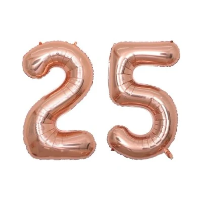 Image of Rose Gold Number 25 Foil Balloon, 101cm