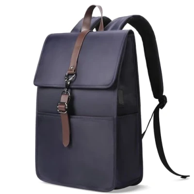 Image of Casual Daypack 15.6 Inch Laptop Backpack Water Resistant School Bag with USB Charging Port Travel Anti Theft Business Work for Men and Women Dark Blue