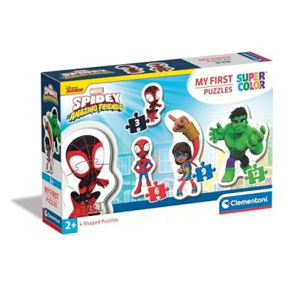 Image of Clementoni Jigsaw Puzzle My First Marvel Spidey &amp; Friends 3,6,9,12 Pieces Supercolor Children 2 4 Years, Cartoon, Shaped Puzzle, Gift For Boy, Kids, Made In Italy, 20836