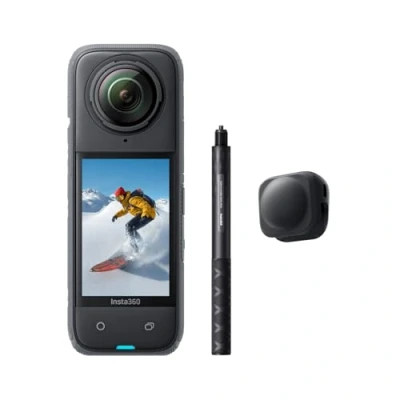 Image of Insta360 X4 Snowboard Bundle 8K Waterproof 360 Action Camera, 4K Wide Angle Video, Invisible Selfie Stick, Removable Lens Guards, 135 Min Battery Life, AI Editing, No microSD Card
