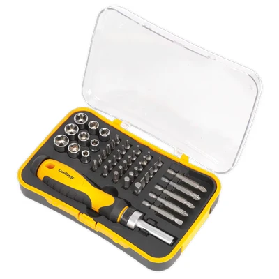 Image of Siegen Socket &amp; Bit Set 45pc Ratchet Screwdriver