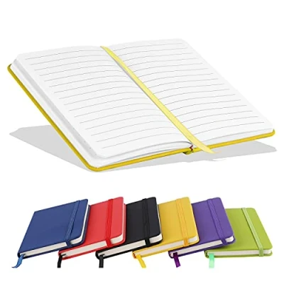 Image of A6 Notebooks, Pocket Notebook Note Pads Small Notebooks Hardback Notepad Journal 160 Pages (80 Sheets) Yellow