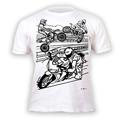 Image of Splat Planet Colour in Motorbikes T Shirt with 10 Non Toxic Washable Magic Pens Your Own, and Wash Out (7 8 Years)