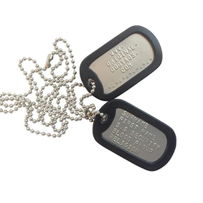 Image of Dull Military Dog Tags Embossed Personalised Free !