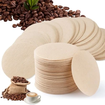 Image of 600 PCS Unbleached Coffee Filter Papers Compatible with Aerobie Aeropress Coffee, 64mm Filters Round Replacement,Unbleached Natural Paper for Espresso Makers