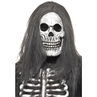 Image of Smiffys Sinister Skeleton Mask, Grey Overhead, Foam Latex, Halloween Fancy Dress Accessory, Adult Up Masks
