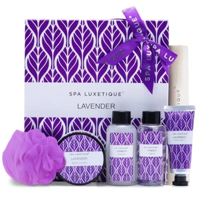 Image of Spa Luxetique Gift Set, Women Sets, 6pcs Lavender Bath Travel Pamper Box with Hand Cream, Body Lotion, Bubble Bath, Shower Gel, Sets for Gifts, Christmas Gifts