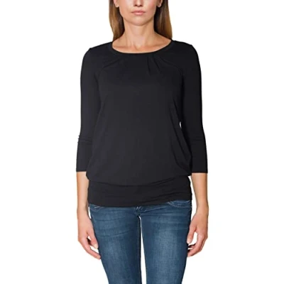 Image of Alkato Women&#039;s 3/4 Sleeve Shirt with Round Neck Long Top, Pearl White, M