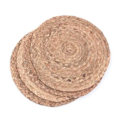 Image of Alnicov Woven Placemats for Dining Table Set of 4,Natural Water Hyacinth Weave Placemat,Handmade Heat Resistant Non Slip 11.8 Inches(30cm)