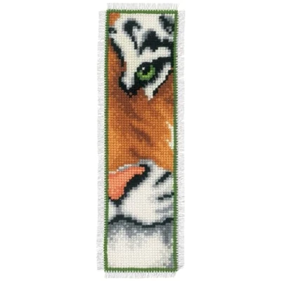 Image of Vervaco Bookmark Tiger Counted Cross Stitch Kit, Multi Colour