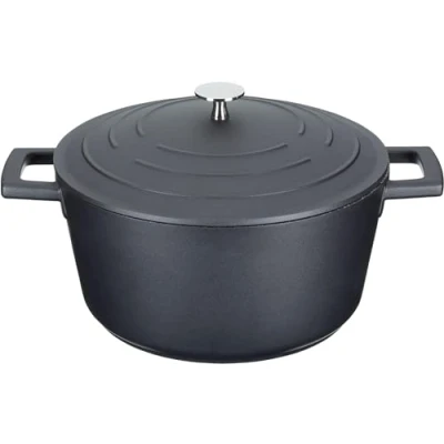 Image of MasterClass Casserole Dish With Lid, Medium 4L/24 cm, Lightweight Cast Aluminium, Induction Hob And Oven Safe, Black