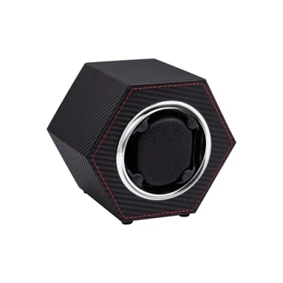 Image of Mcbazel Automatic Watch Winder,PU Leather Winder Box Single for 1 Display Storage Wristwatch with Quiet Motor Auto Turner USB C Powered Carbon Fiber