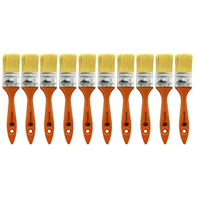 Image of 10 Pack Paint Brushes Ideal for Walls &amp; Ceilings, Brush Set with Synthetic Bristle Brush, Heavy Duty Gloss Fiberglass and Laminating (1.5 Inch)