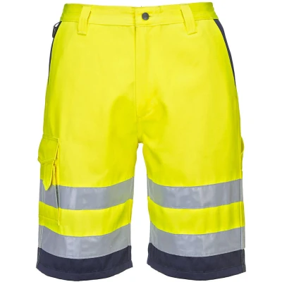 Image of Portwest Hi Vis Lightweight Polycotton Shorts Yellow/Navy Large