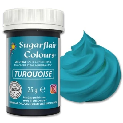 Image of Sugarflair Spectral Turquoise Food Colouring Paste, Highly Concentrated for Buttercream, Sugar Royal Icing, Cake Mixes and More! Vibrant Colour Dye 25g