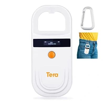 Image of Tera Pet Microchip Reader Scanner with D Buckle, RFID Portable Animal Chip ID OLED Display Rechargeable Tag for Dog Cat Pig ISO 11784/11785, FDX B, EMID