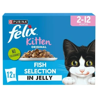 Image of FELIX Original Kitten Fish Selection in Jelly Wet Cat Food 12x85g (Pack of 4)