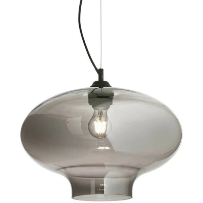 Image of Bistro 1 Light Dome Ceiling Pendant Black, Smokey Grey, Glass Round, E27