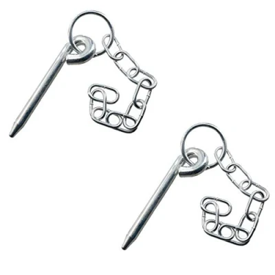 Image of AB Tools 2pk Round Cotter Pin &amp; Chain 10mm by 110mm Trailer Tipper Tailgate Tailboard
