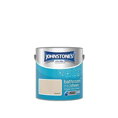 Image of Johnstone&#039;s Bathroom Paint Seashell Mid Sheen Finish Stain Blocker Use in Moist &amp; Damp Areas Low Odour Dry 1 2 Hours 12m2 Coverage per Litre 2.5L